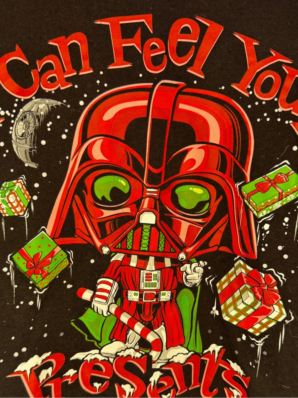 Star Wars Holiday Darth Vader Red & Green Graphic Tee with plaid pj bottoms